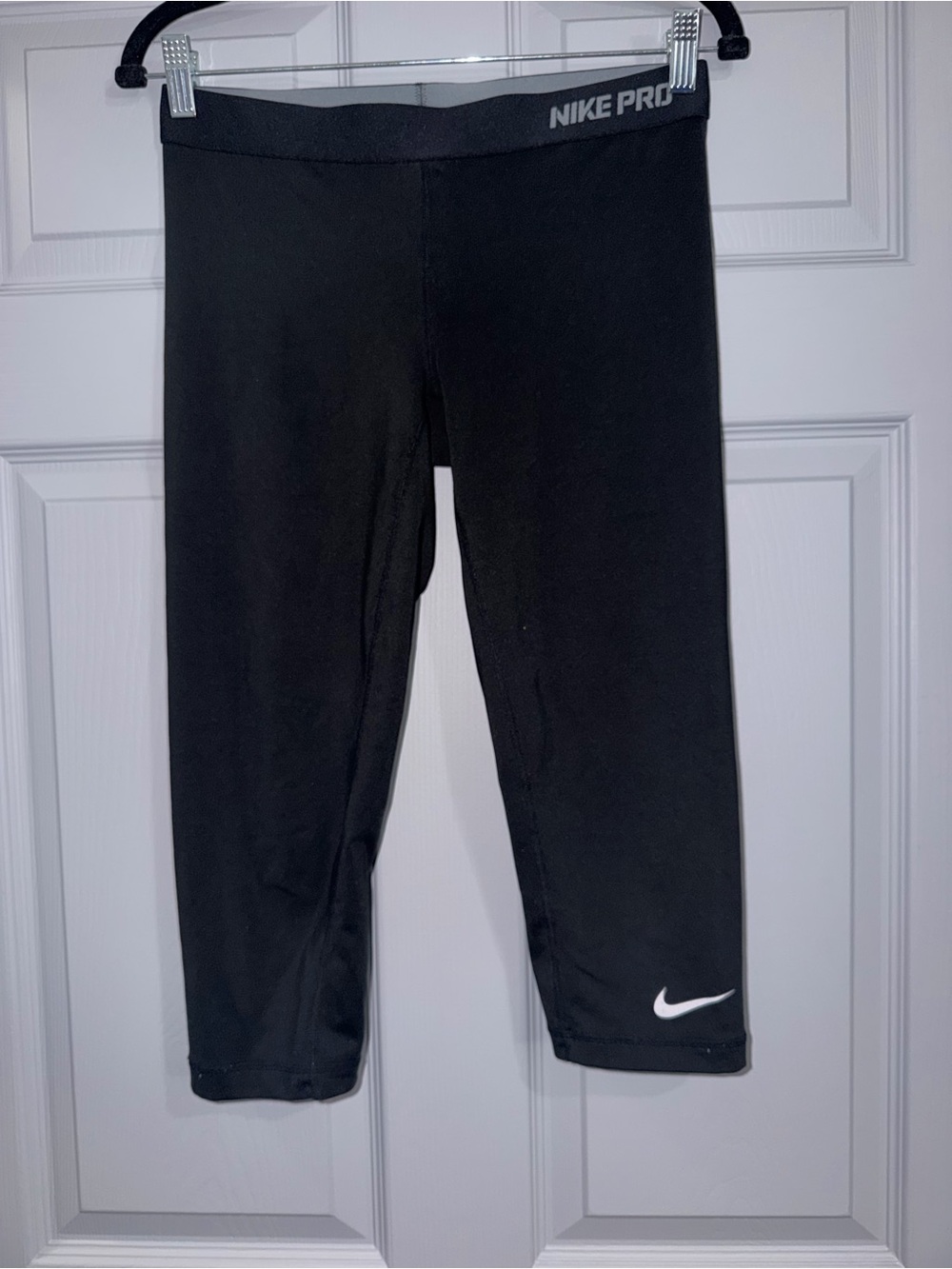 Nike Black Capri Leggings with White Swoosh